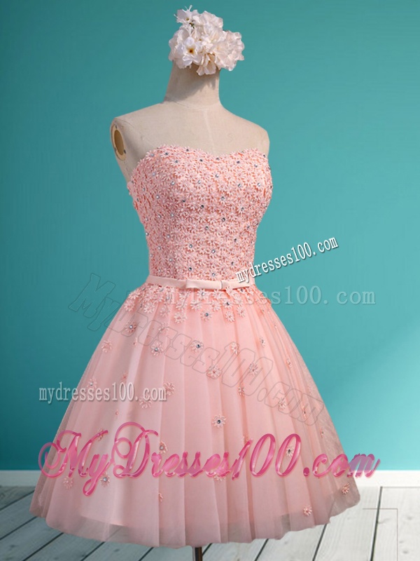 Exquisite Applique and Beaded Sweetheart Bridesmaid Dress in Mini Length