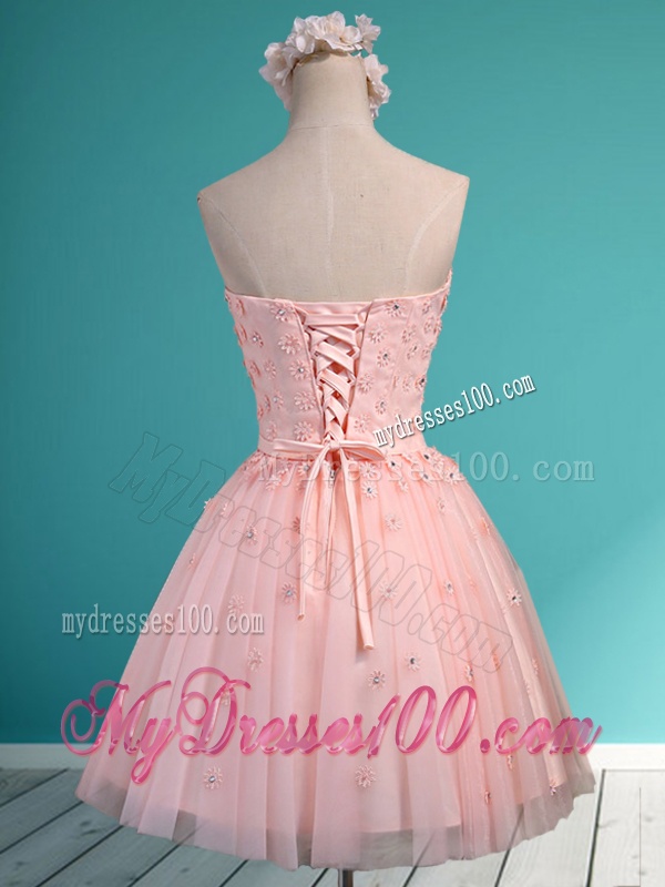 Exquisite Applique and Beaded Sweetheart Bridesmaid Dress in Mini Length