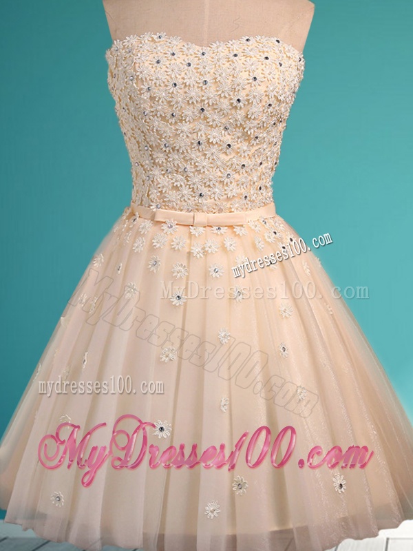 Exquisite Applique and Beaded Sweetheart Bridesmaid Dress in Mini Length