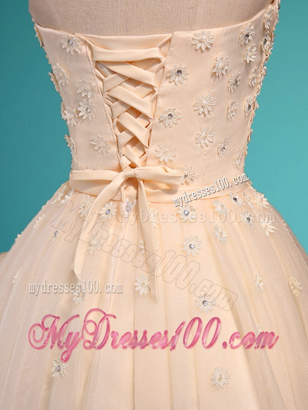 Exquisite Applique and Beaded Sweetheart Bridesmaid Dress in Mini Length