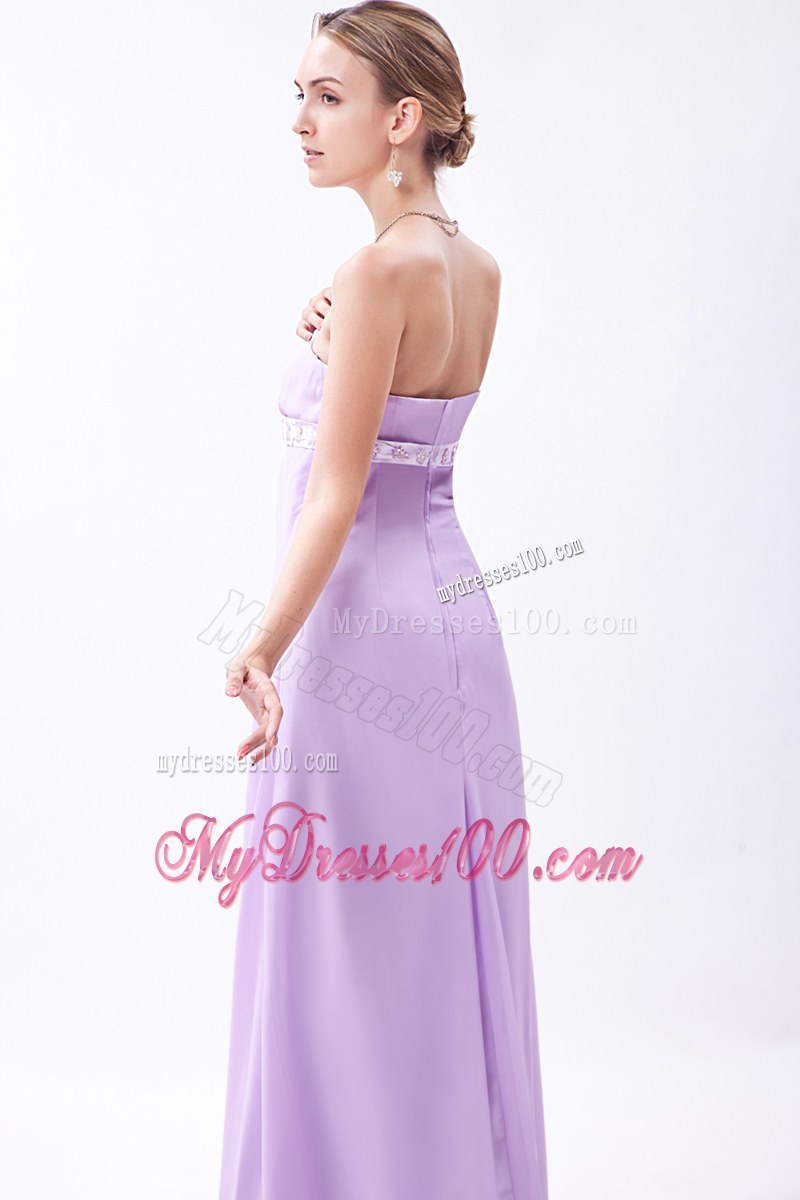 Embroidery Lavender Empire Bridemaid Dress Floor-length Chiffon
