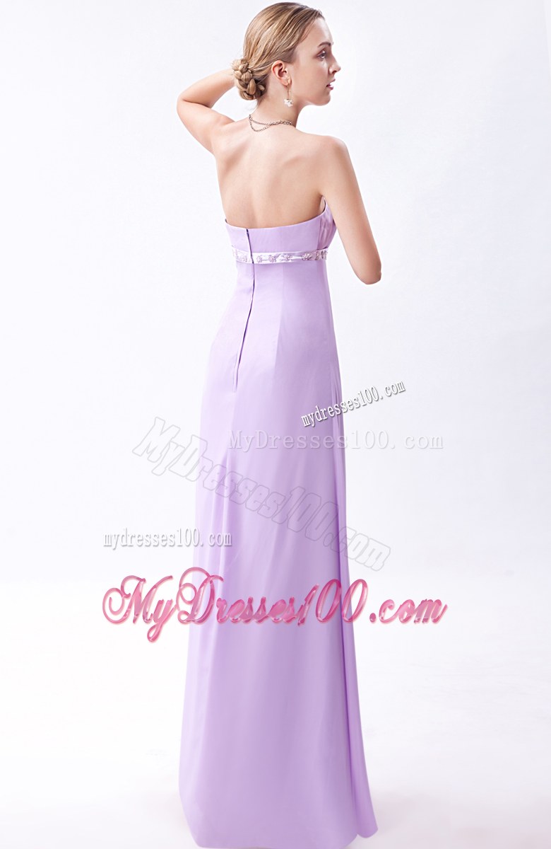 Embroidery Lavender Empire Bridemaid Dress Floor-length Chiffon