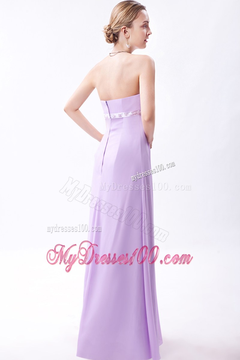 Embroidery Lavender Empire Bridemaid Dress Floor-length Chiffon