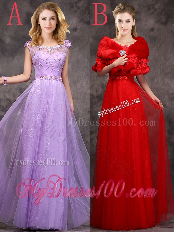 New Arrivals Beaded and Applique Long Bridesmaid Dress in Lavender