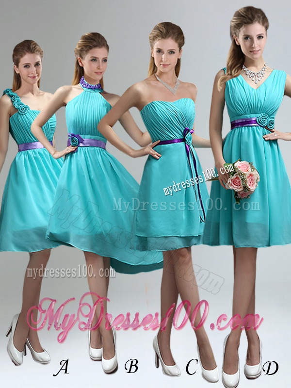 New Fashion High Neck Asymmetrical Multi-color Bridesmaid Dress
