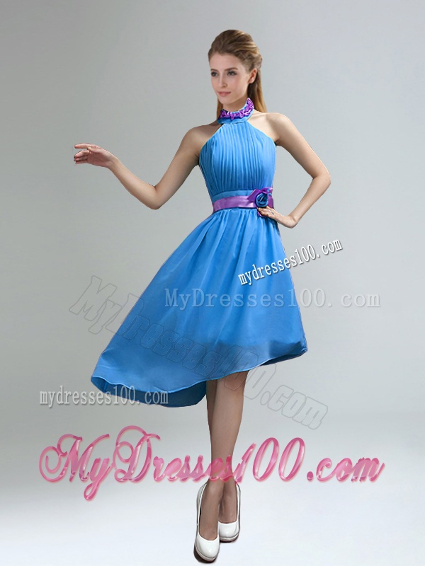 New Fashion High Neck Asymmetrical Multi-color Bridesmaid Dress