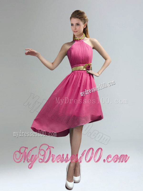 New Fashion High Neck Asymmetrical Multi-color Bridesmaid Dress