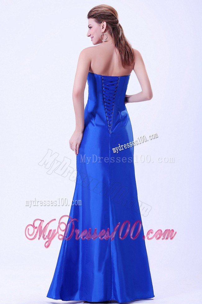 Sweetheart Royal Blue Bridemaid Dress Floor-length Lace-up Empire