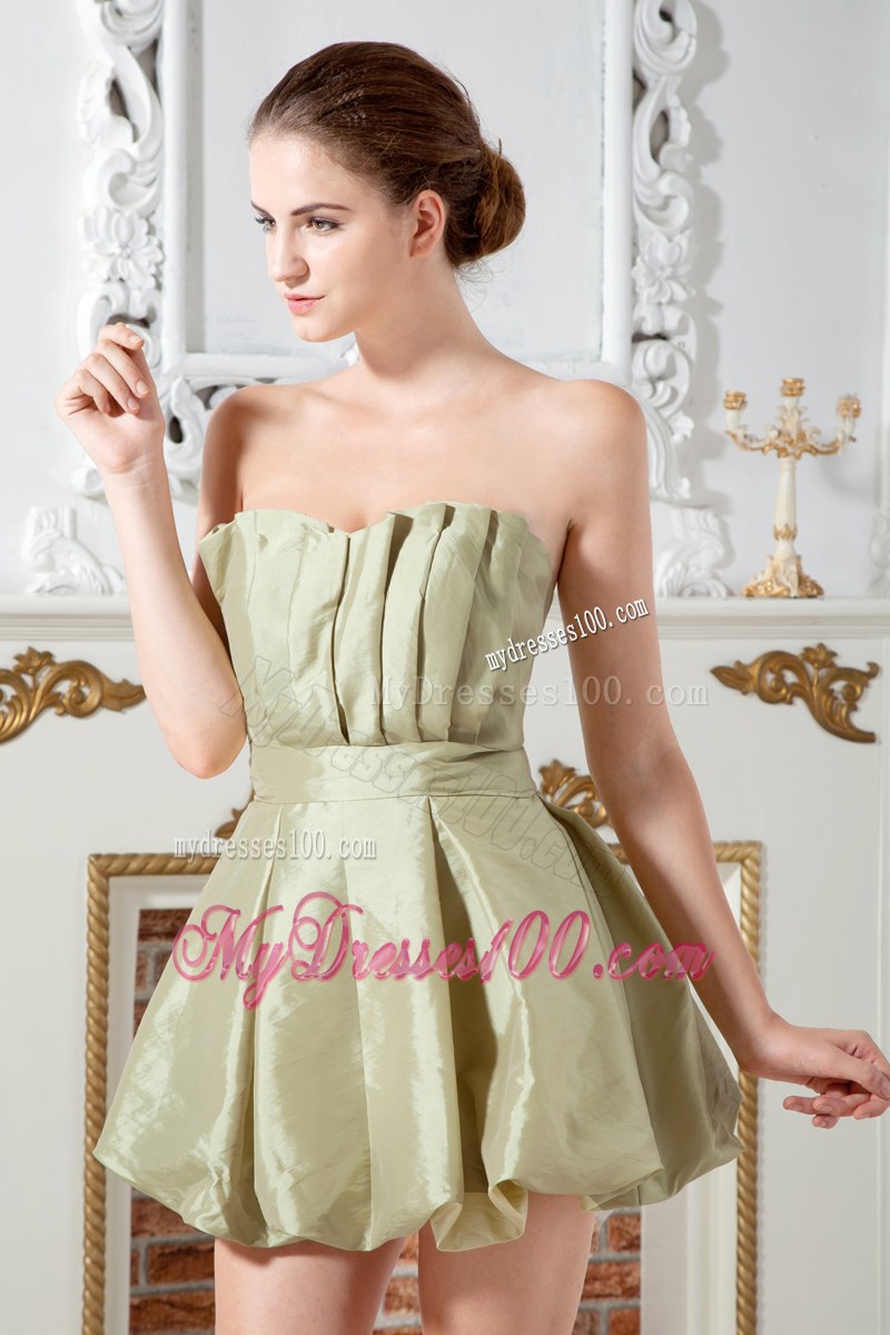 A-line Sweetheart Olive Green Bridesmaid Dresses Ruching Mini-length
