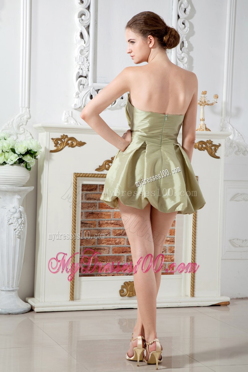 A-line Sweetheart Olive Green Bridesmaid Dresses Ruching Mini-length