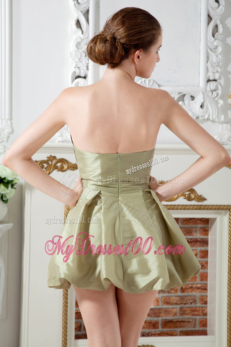A-line Sweetheart Olive Green Bridesmaid Dresses Ruching Mini-length