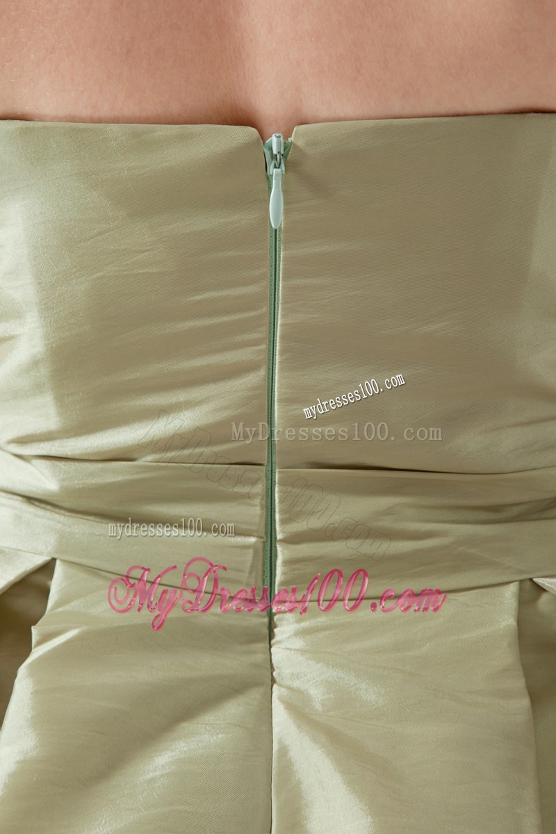 A-line Sweetheart Olive Green Bridesmaid Dresses Ruching Mini-length