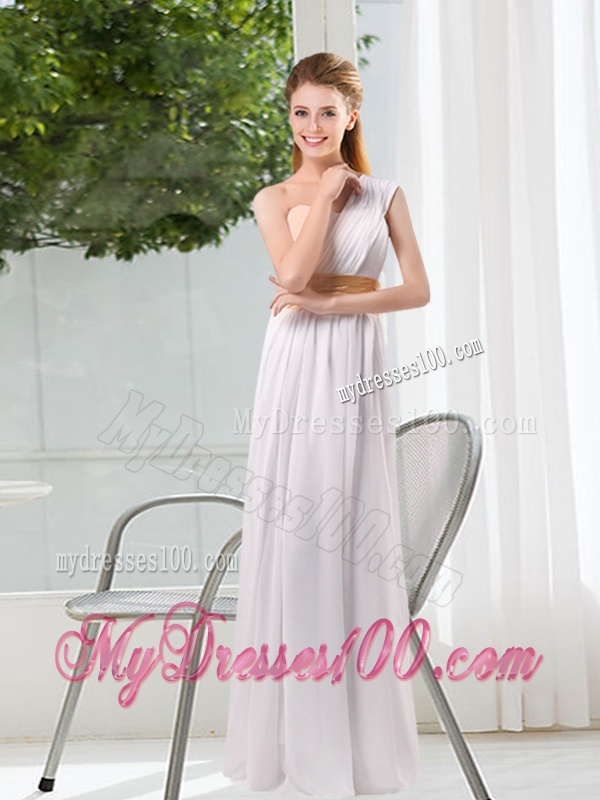 Ruching One Shoulder Empire Bridesmaid Dresses for 2016