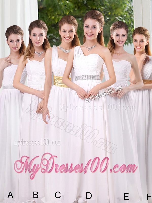 Ruching One Shoulder Empire Bridesmaid Dresses for 2016