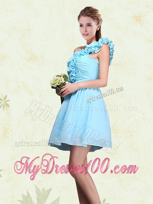 Ruching and Ruffles One Shoulder Chiffon Bridesmaid Dresses