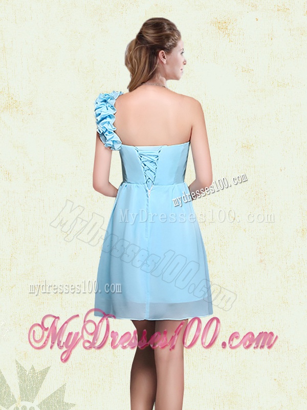 Ruching and Ruffles One Shoulder Chiffon Bridesmaid Dresses
