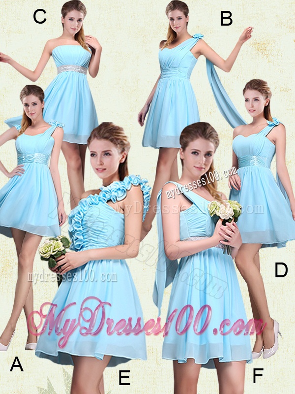 Ruching and Ruffles One Shoulder Chiffon Bridesmaid Dresses