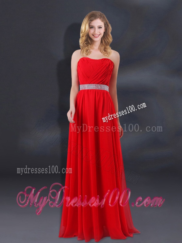 Sequin Decorate Waist Ruching Empire Bridesmaid Dresses