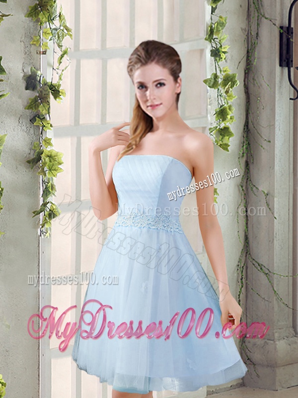 Strapless Appliques 2016 New Bridesmaid Dress in Champagne