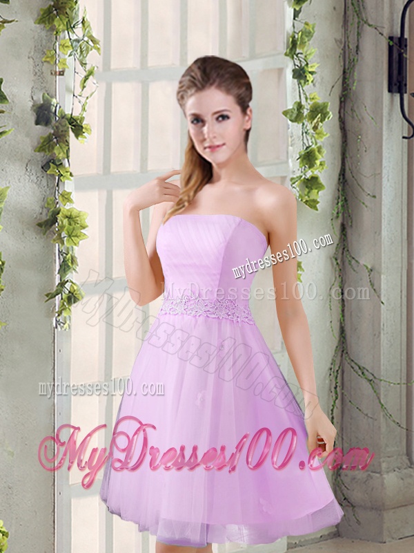 Strapless Appliques 2016 New Bridesmaid Dress in Champagne