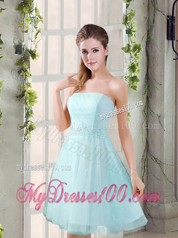 Strapless Appliques 2016 New Bridesmaid Dress in Champagne