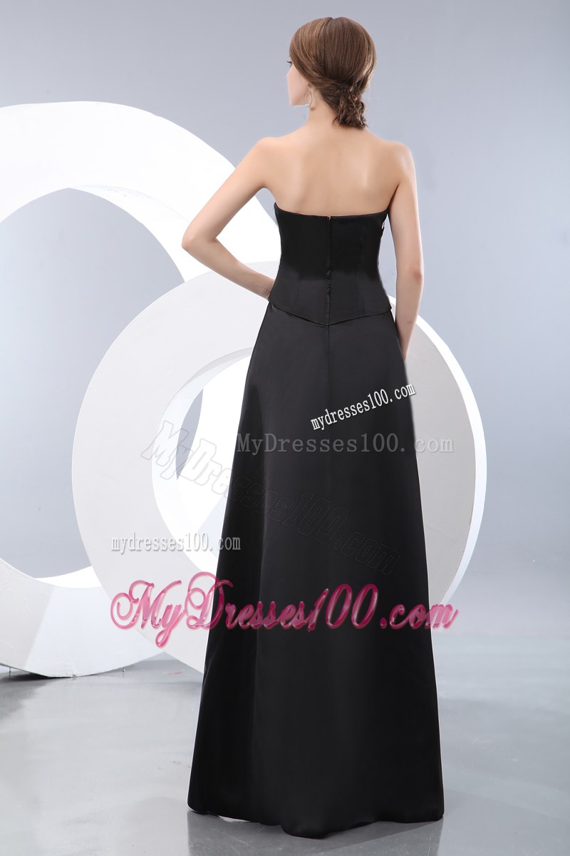 Empire Strapless Black Ruching Bridesmaid Dress Floor-length Taffeta