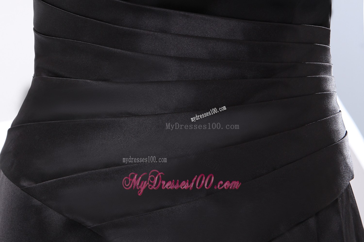 Empire Strapless Black Ruching Bridesmaid Dress Floor-length Taffeta