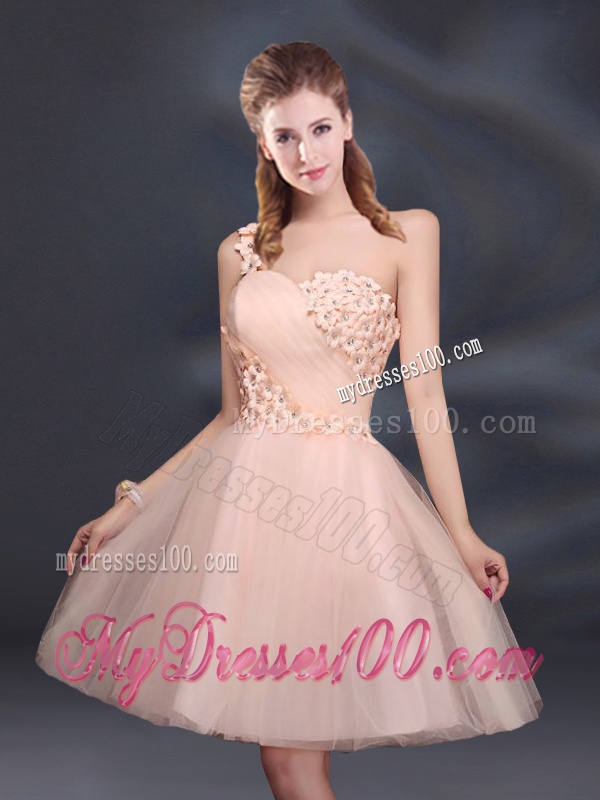 Sweet One Shoulder A Line Appliques 2016 Bridesmaid Dress