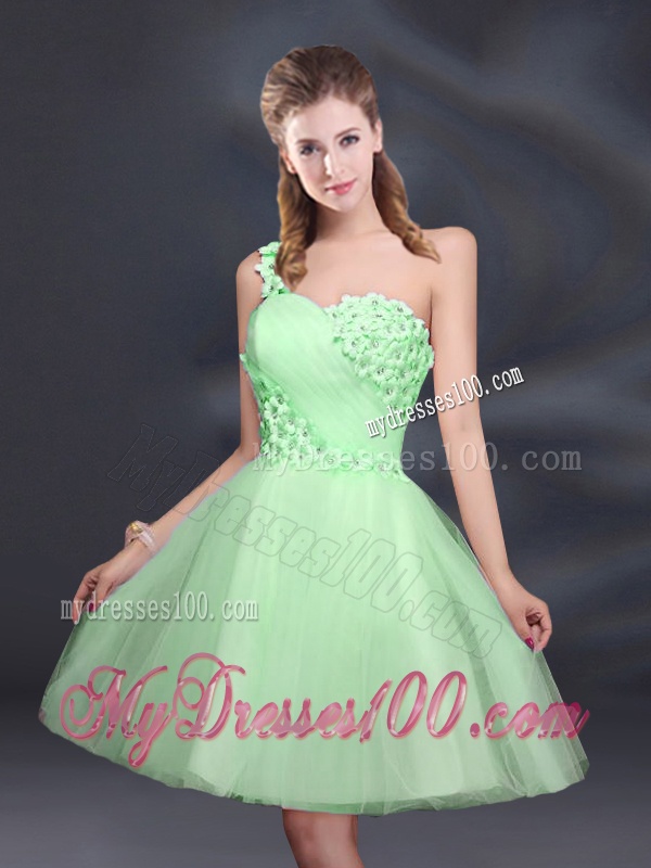Sweet One Shoulder A Line Appliques 2016 Bridesmaid Dress