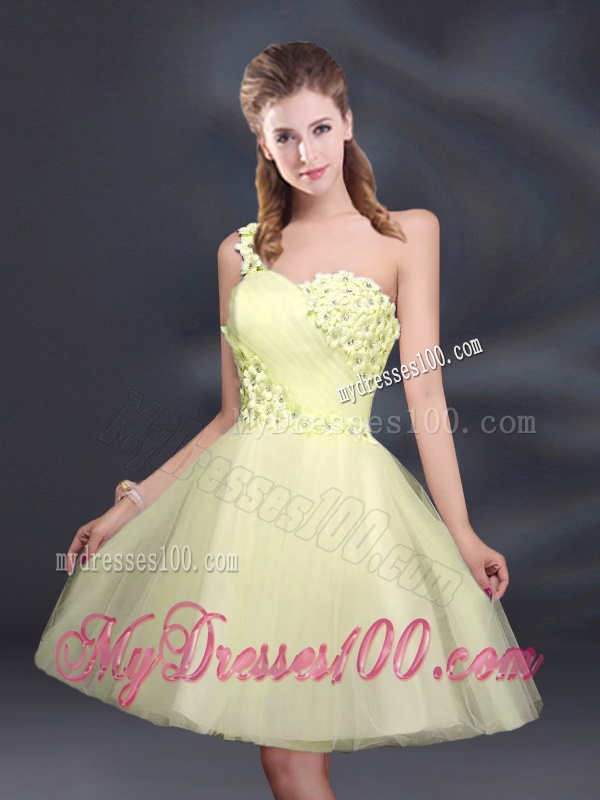 Sweet One Shoulder A Line Appliques 2016 Bridesmaid Dress