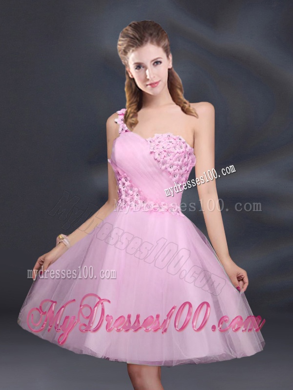 Sweet One Shoulder A Line Appliques 2016 Bridesmaid Dress