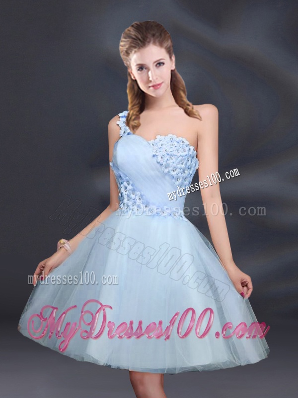 Sweet One Shoulder A Line Appliques 2016 Bridesmaid Dress