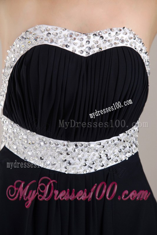 Black Empire Sweetheart Beaded Bridemaid Dress with Brush Train