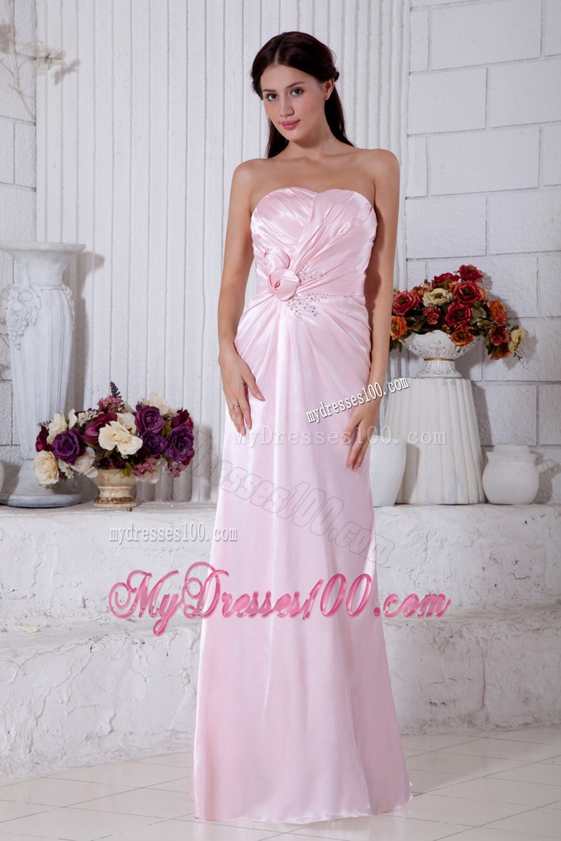 Empire Strapless Beading Light Pink Bridesmaid Dress Floor-length