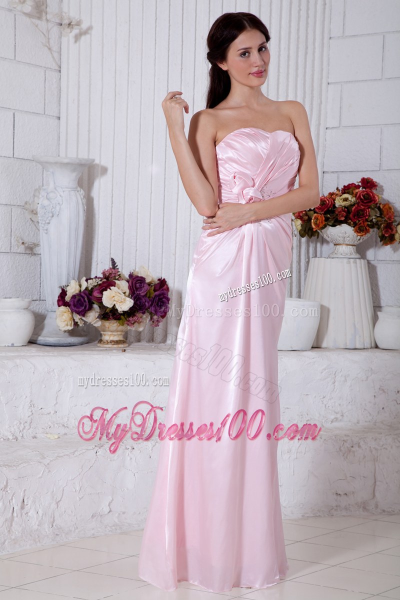 Empire Strapless Beading Light Pink Bridesmaid Dress Floor-length