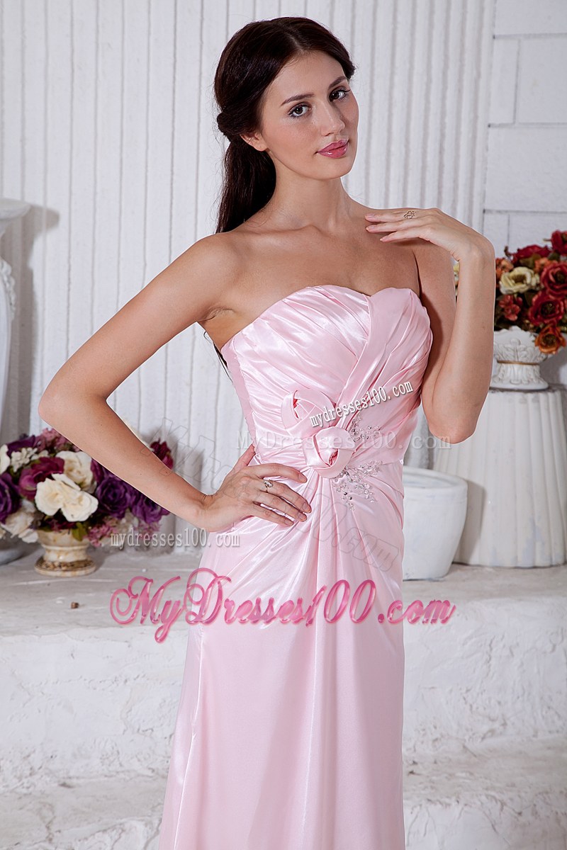 Empire Strapless Beading Light Pink Bridesmaid Dress Floor-length