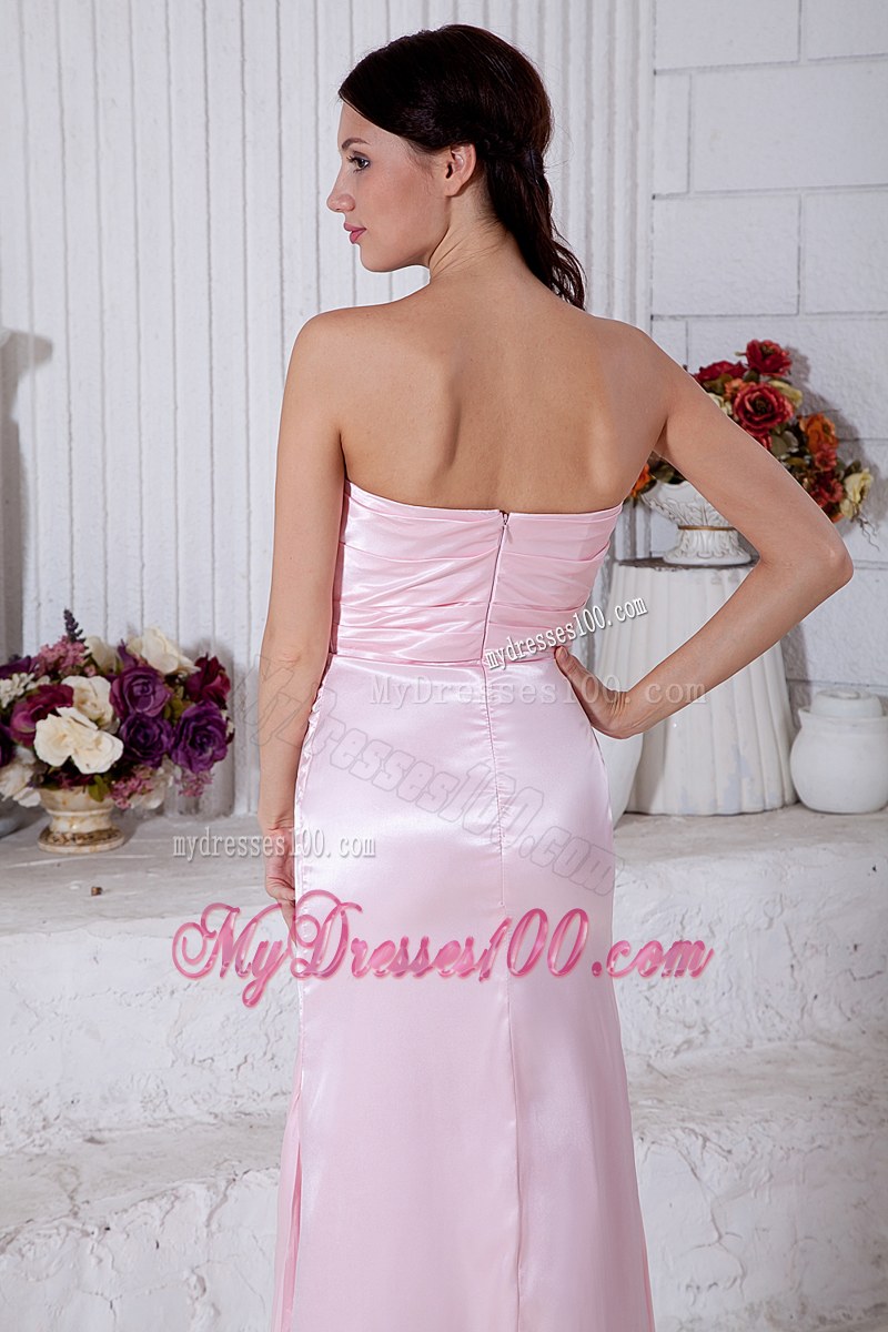 Empire Strapless Beading Light Pink Bridesmaid Dress Floor-length