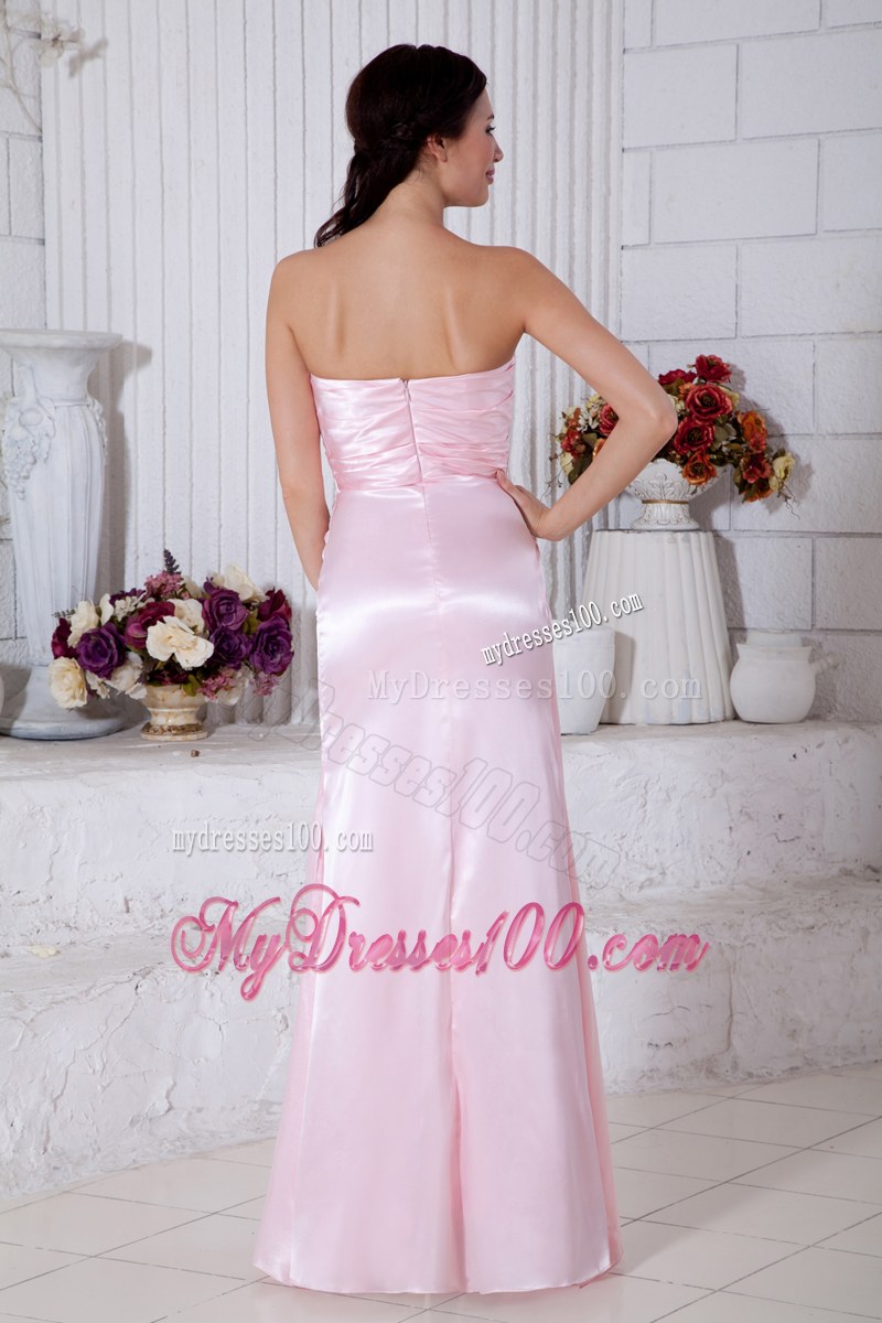 Empire Strapless Beading Light Pink Bridesmaid Dress Floor-length