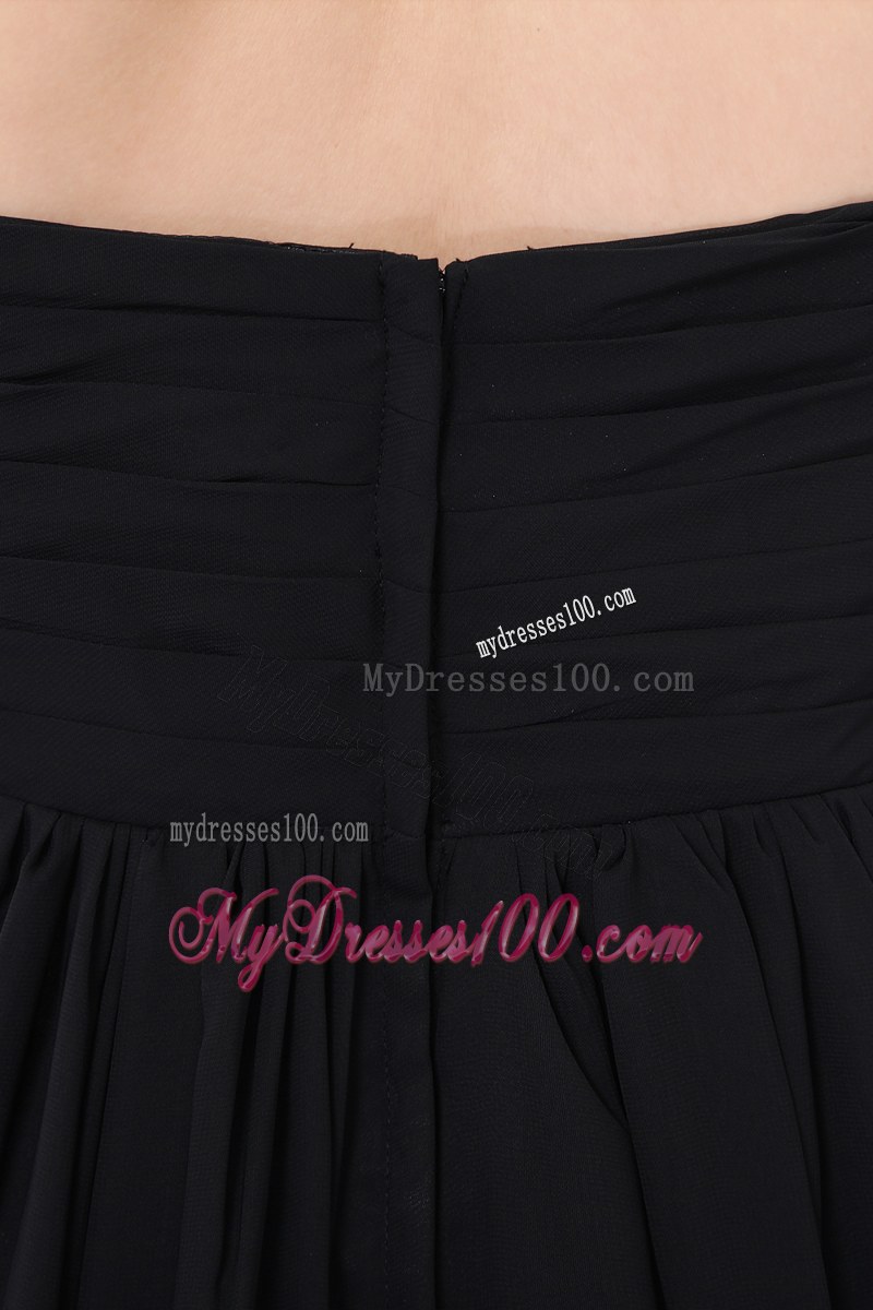Ruching Black Sweetheart Bridesmaid Dress Empire Floor-length Chiffon