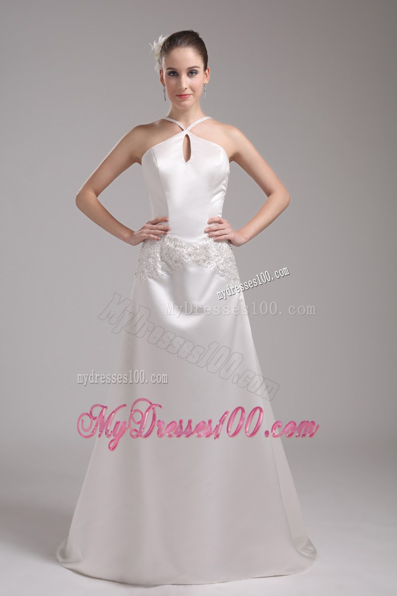 Halter Top Dress for Brides with Shining Beadings and Hollow Out For Beauties