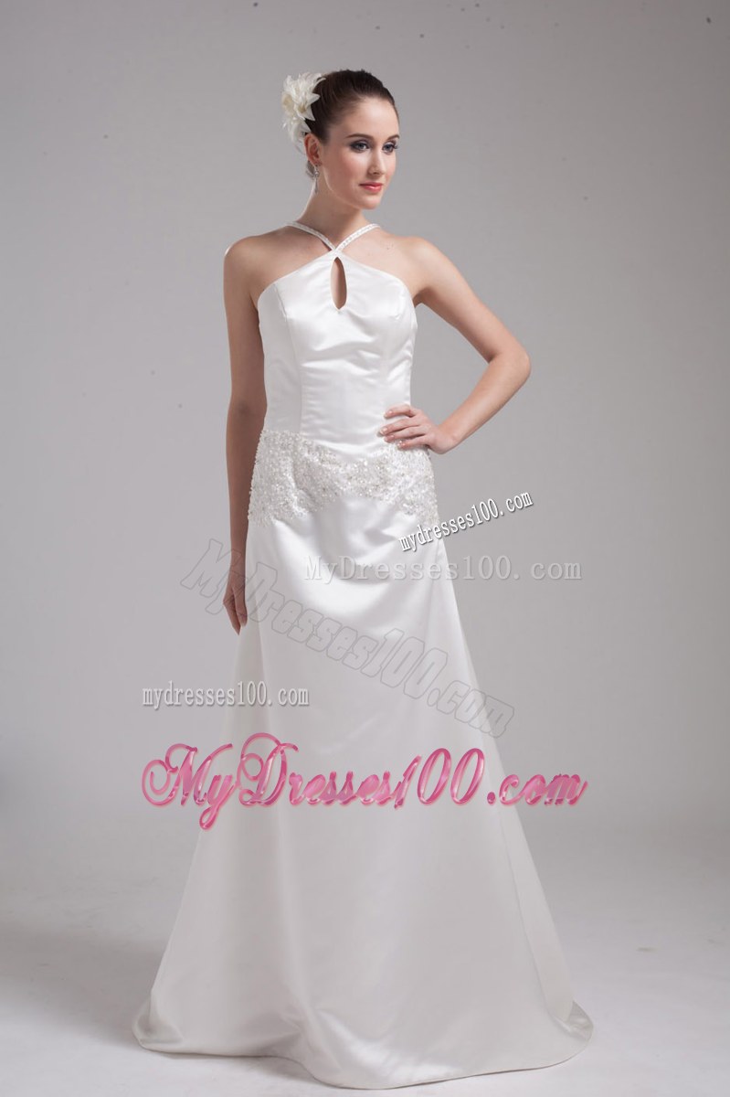Halter Top Dress for Brides with Shining Beadings and Hollow Out For Beauties