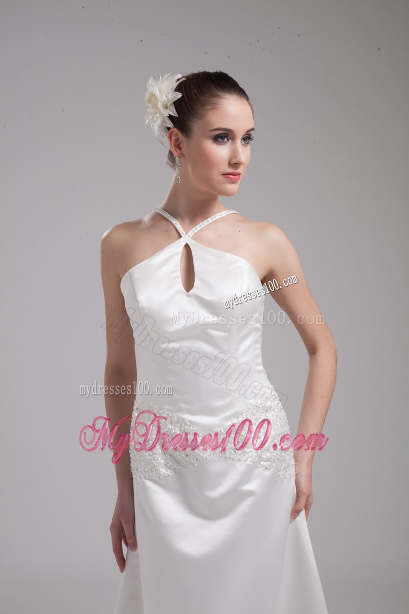 Halter Top Dress for Brides with Shining Beadings and Hollow Out For Beauties
