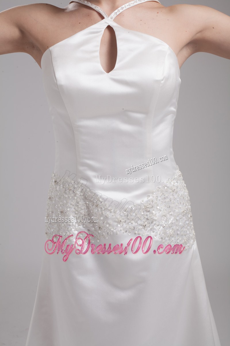 Halter Top Dress for Brides with Shining Beadings and Hollow Out For Beauties