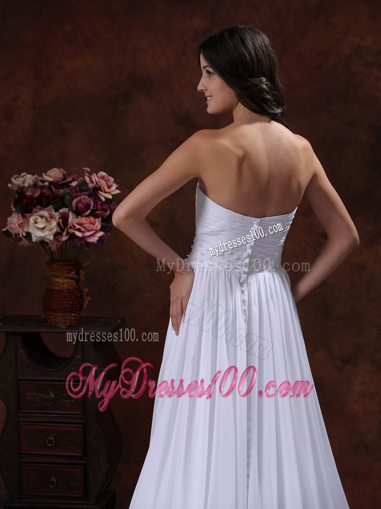 Appliqued Sleeveless Chiffon Dresses for Wedding with Court Train