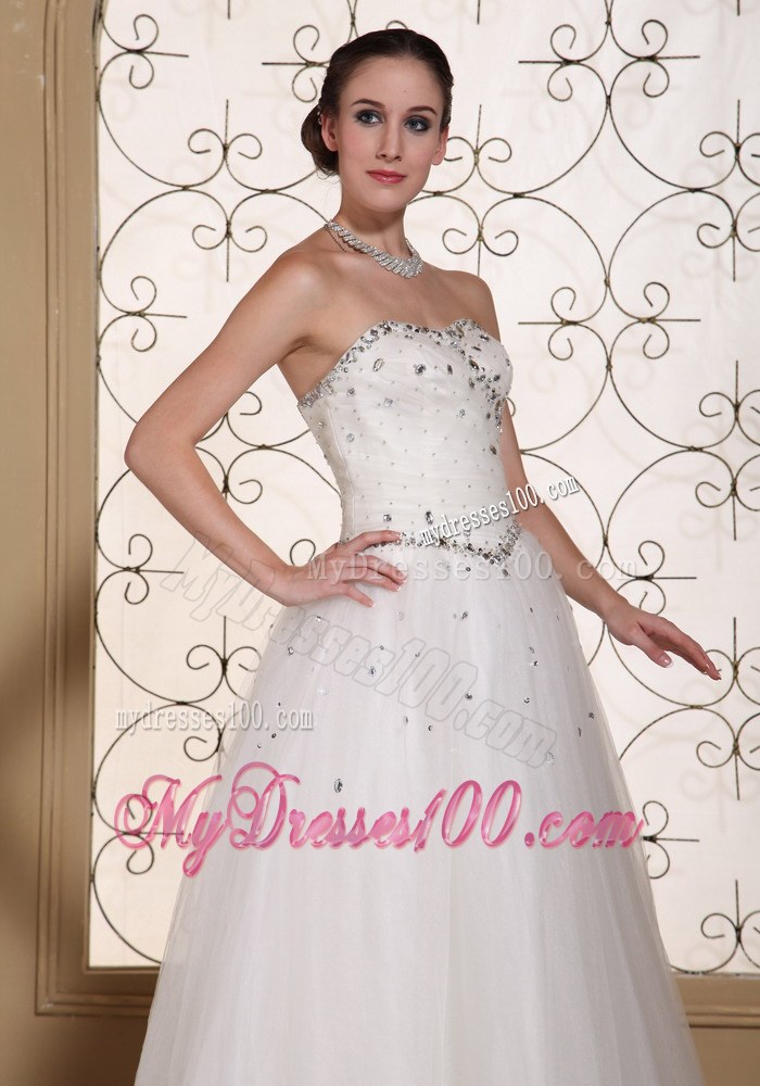 Beaded Bodice Tulle Lovely A-line Dress for Wedding with Lace Up back