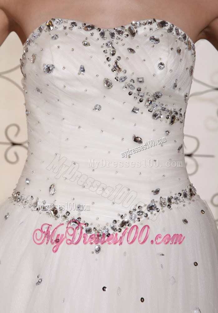 Beaded Bodice Tulle Lovely A-line Dress for Wedding with Lace Up back