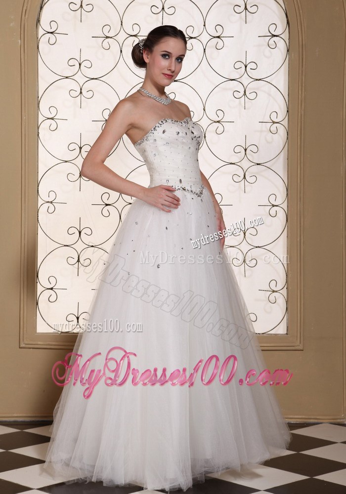 Beaded Bodice Tulle Lovely A-line Dress for Wedding with Lace Up back