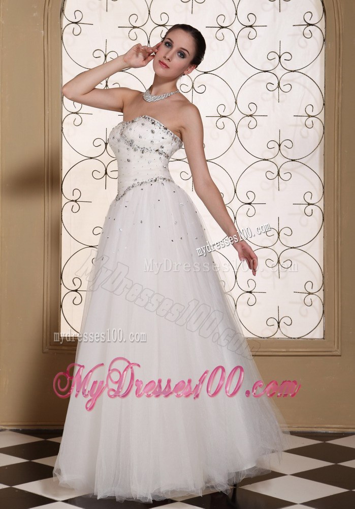 Beaded Bodice Tulle Lovely A-line Dress for Wedding with Lace Up back