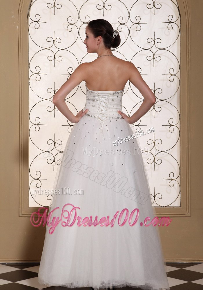 Beaded Bodice Tulle Lovely A-line Dress for Wedding with Lace Up back