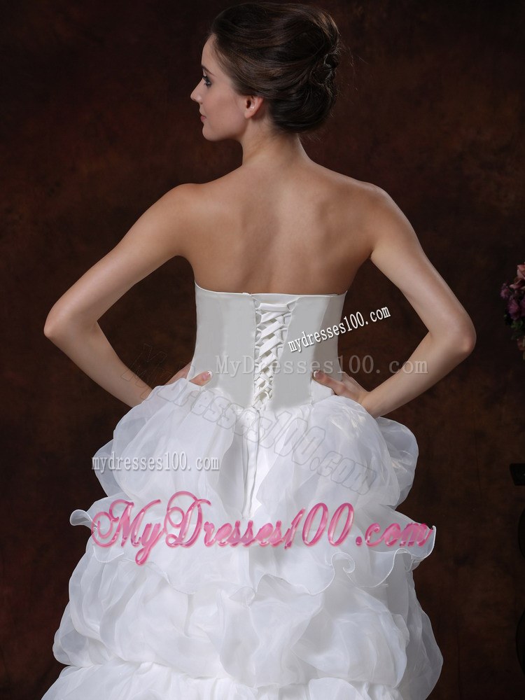 Beaded Bodice for Ruffled Layers Decorated Court Train Wedding Bridal Dresses